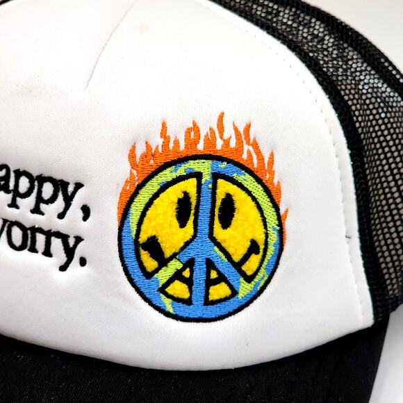 MARKET WOMEN'S MARKET SMILEY PEACE BE WORRY CHENILLE TRUCKER HAT - Picture 6 of 8